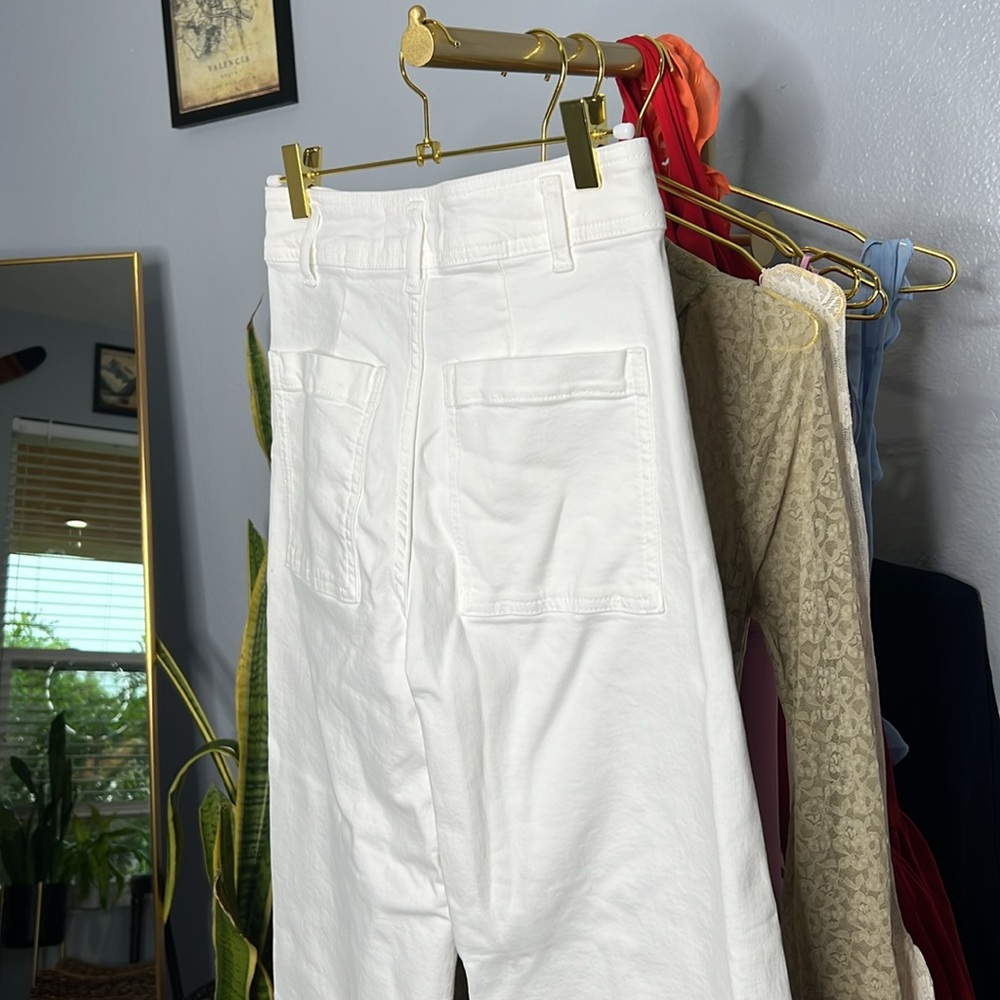 Zara Short White Boyfriend Pants - Picture 5 of 6